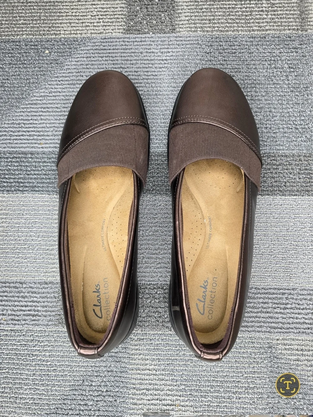 Clarks Collection Kaetlyn Rhea Leather Metallic Bronze Slip-On Women's Flats